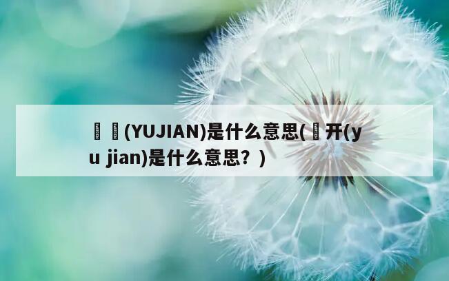 迃幵(YUJIAN)是什么意思(迃开(yu jian)是什么意思？)