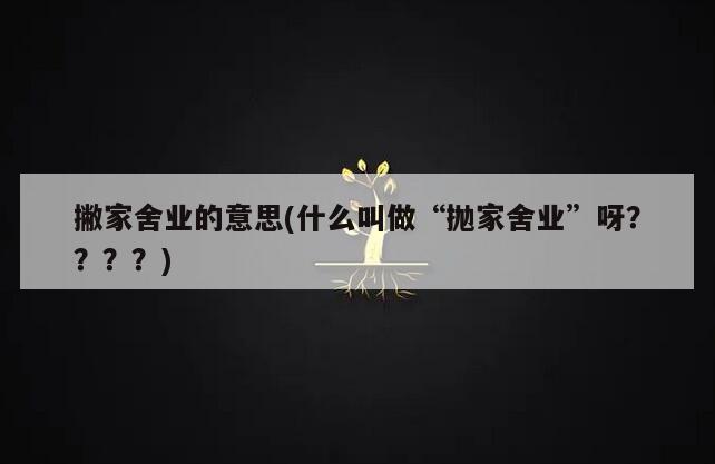 撇家舍业的意思(什么叫做“抛家舍业”呀？？？？)